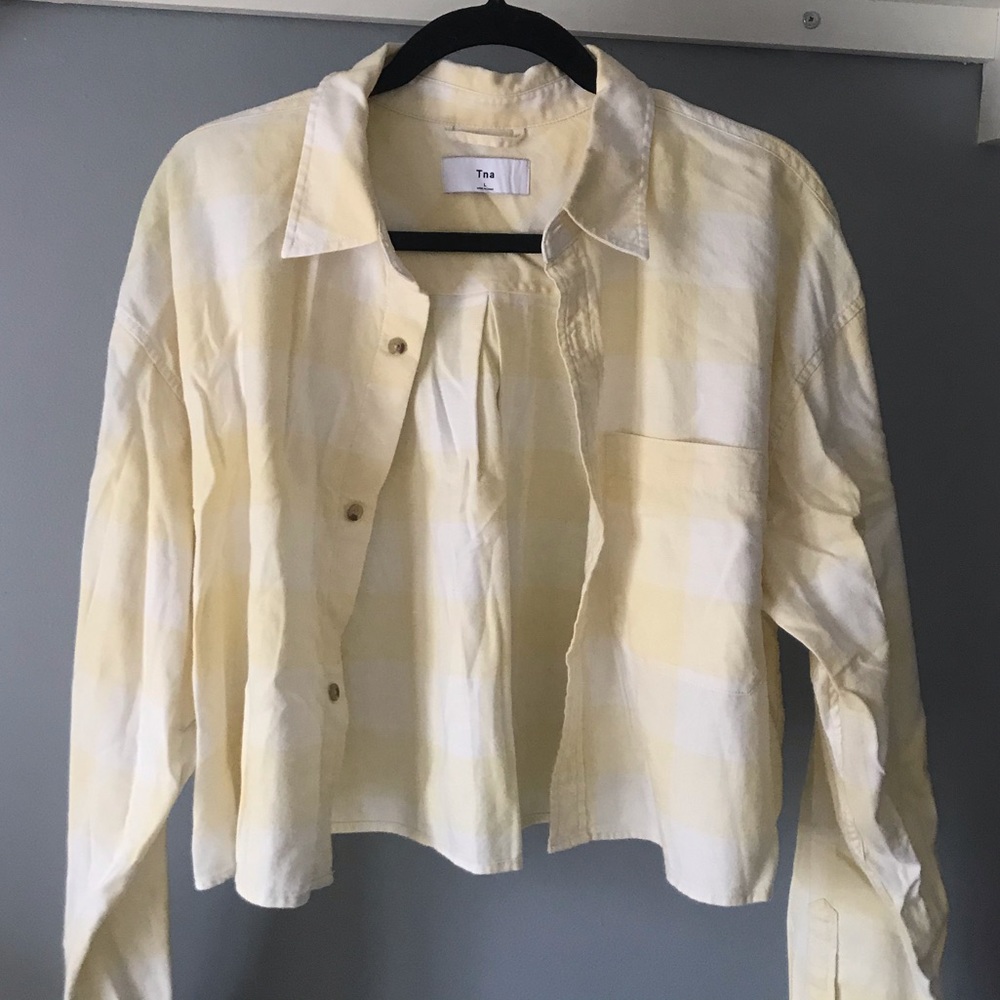 Yellow Aritzia cropped flannel